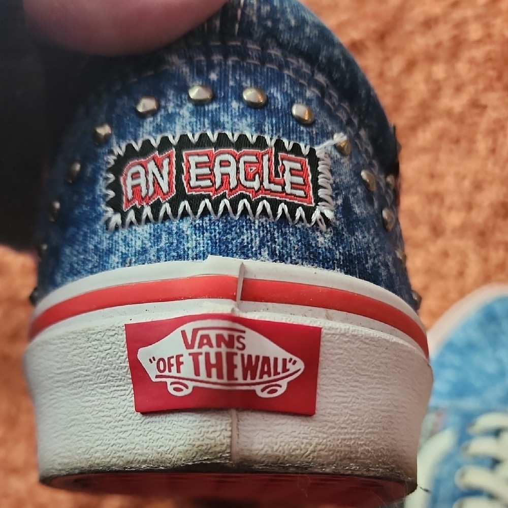 Vans Blue Acid Wash Men's Sneakers Cobra Kai Best Defense More Offense - Picture 2 of 14